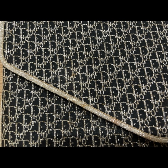 Vintage Christian Dior 1970’s Clutch Evening Blue & Gold - Picture 5 of 9